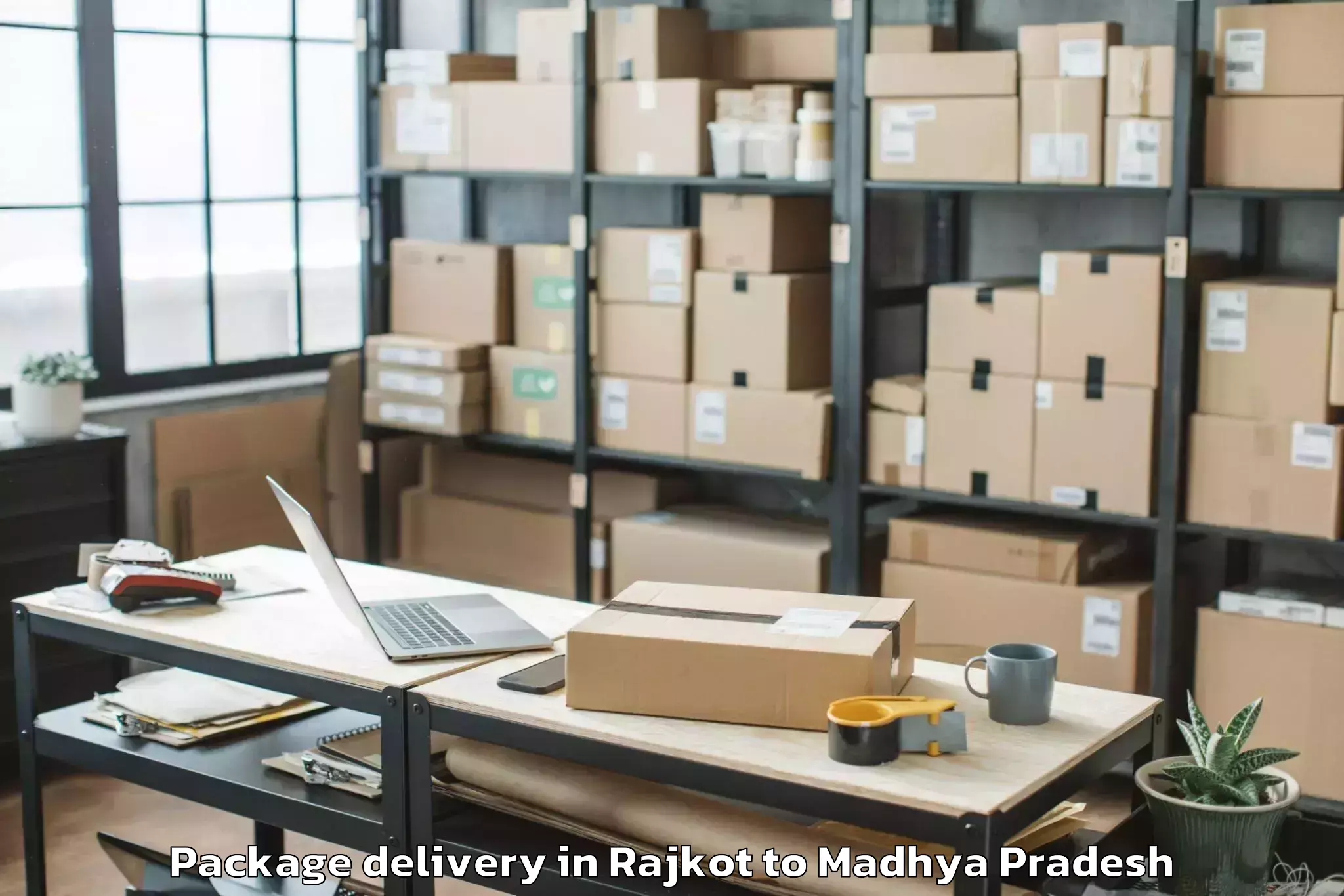 Quality Rajkot to Basoda Package Delivery